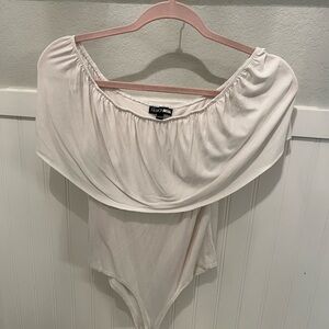 Fashion Nova Off-Shoulder Bodysuit - White